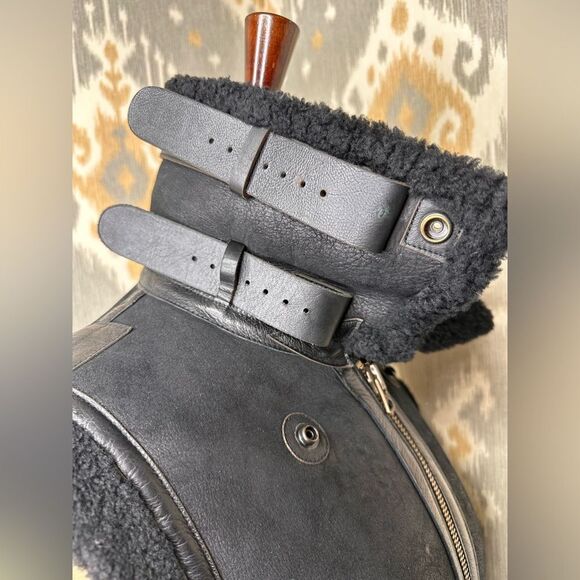 Polo Ralph Lauren Black Unisex Portuguese Lamb Shearling Aviator Vest - Picture 9 of 16